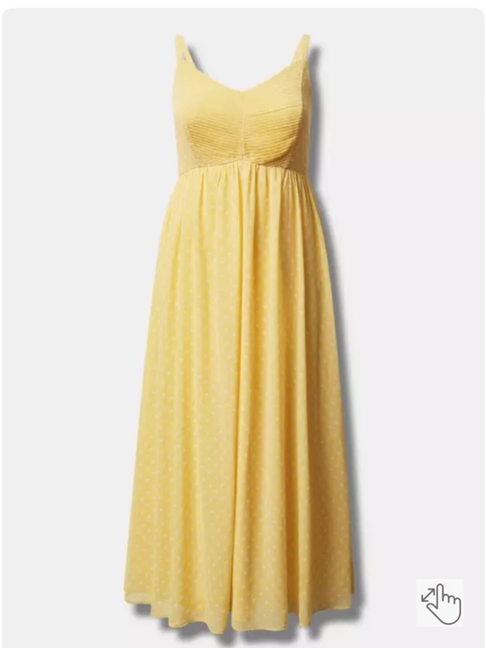 NWT Torrid Maxi Chiffon Pleated Dress Butter Yellow